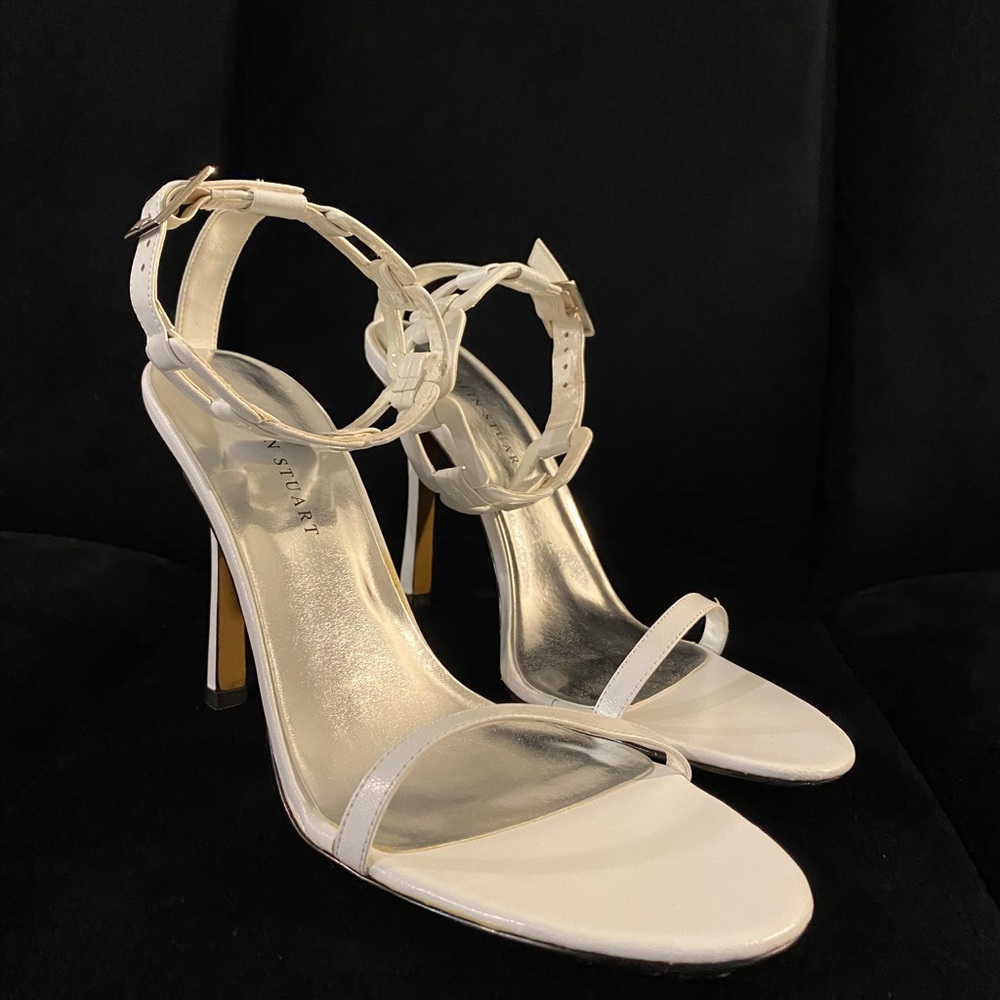 White Colin Stuart Heels with Ankle Strap